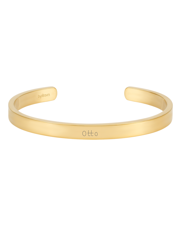 MARS SCRIPT armbånd fra byRavn i guldbelagt stål med navnet "Otto" graveret i håndskrift