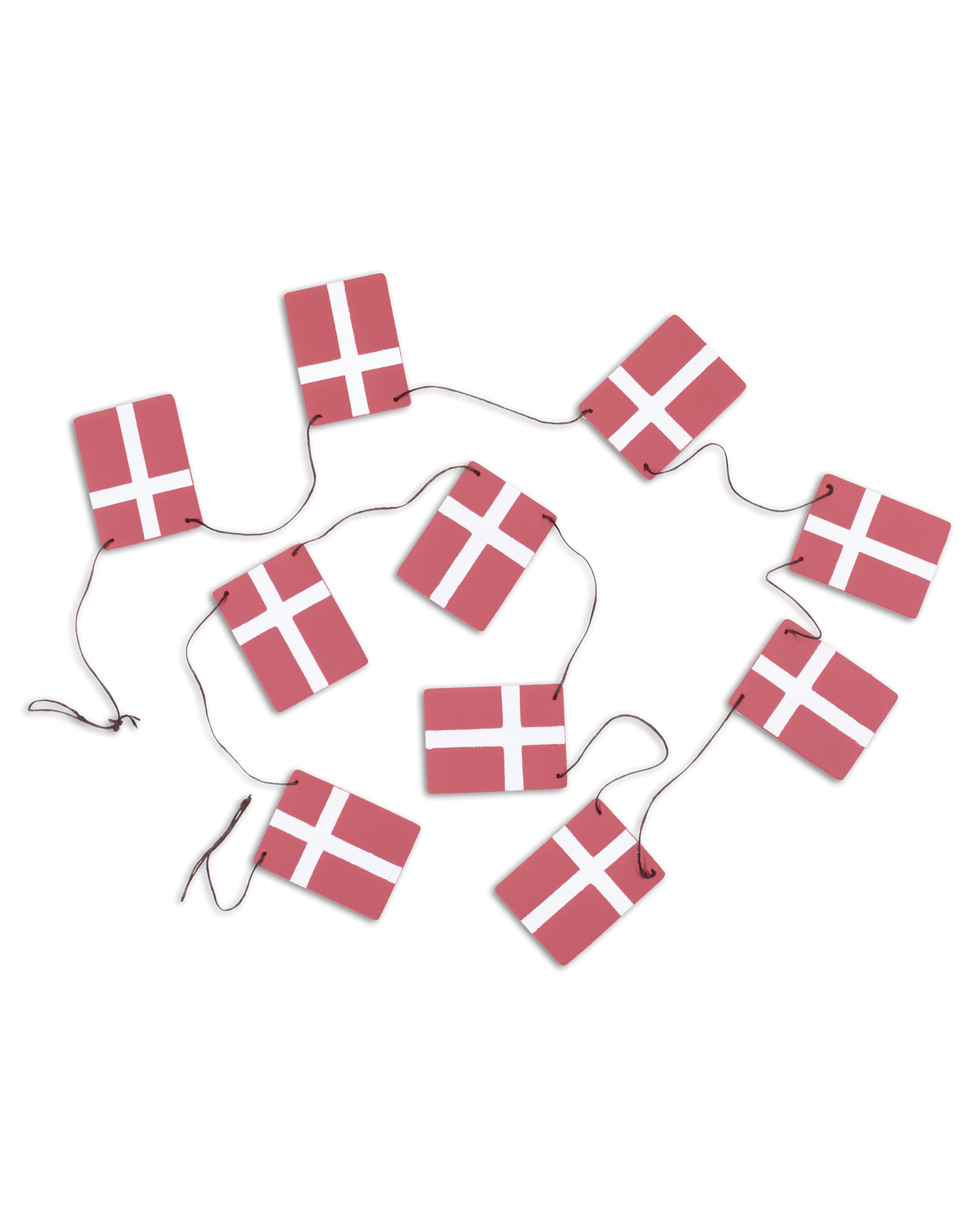 SALUT flagranke fra byRavn med små Dannebrog-flag i rødt læder på sort snor til fødselsdag og jul