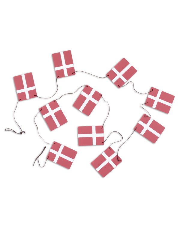 SALUT flagranke fra byRavn med små Dannebrog-flag i rødt læder på sort snor til fødselsdag og jul